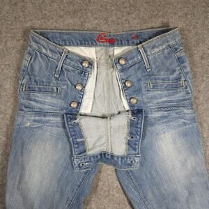 Blue Cult Jeans Womens Size 28 Y2K Nautical Button Front Red Line Selvage USA